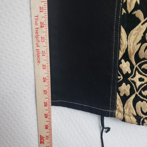 Womens Western Rodeo Bootcut Jeans Black w/ Gold Embroidery & Faux Leather Sz 22 - Picture 8 of 14